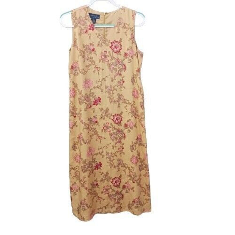 New Charter Club Linen Maxi Dress Womens 10 Petite Sheath Sleeveless Floral